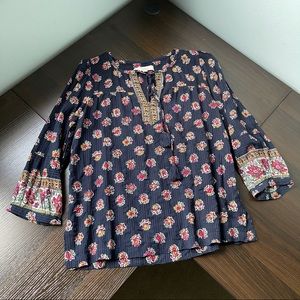 LOFT boho style blouse top with tassels